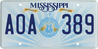 MS license plate AOA389