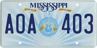 MS license plate AOA403