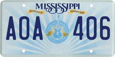 MS license plate AOA406