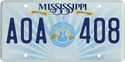MS license plate AOA408