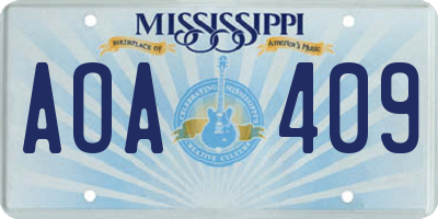 MS license plate AOA409