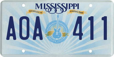 MS license plate AOA411