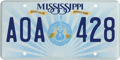 MS license plate AOA428