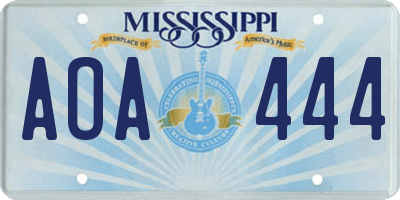 MS license plate AOA444