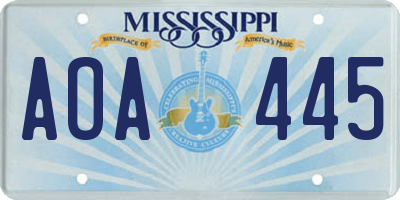 MS license plate AOA445