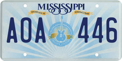 MS license plate AOA446