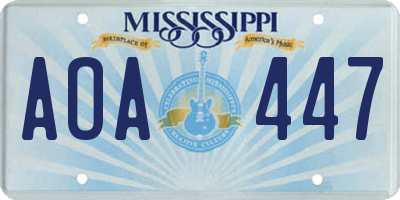 MS license plate AOA447