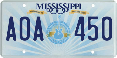 MS license plate AOA450