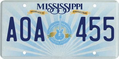 MS license plate AOA455