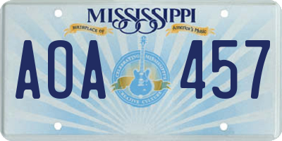 MS license plate AOA457
