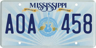 MS license plate AOA458