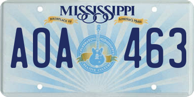 MS license plate AOA463