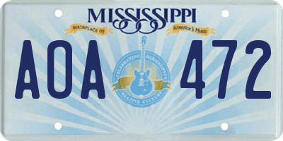 MS license plate AOA472