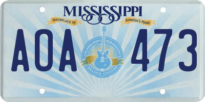 MS license plate AOA473