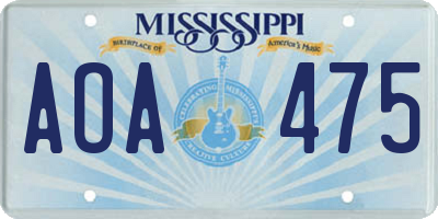 MS license plate AOA475