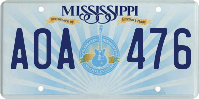 MS license plate AOA476