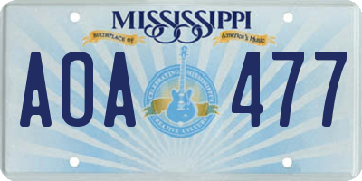 MS license plate AOA477