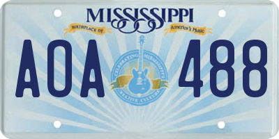 MS license plate AOA488