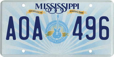 MS license plate AOA496