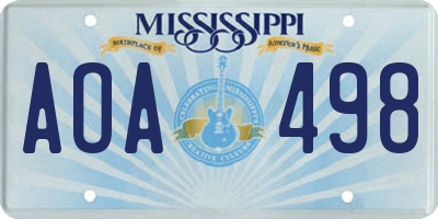 MS license plate AOA498