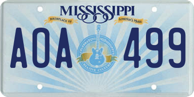 MS license plate AOA499