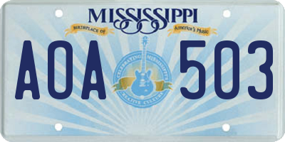 MS license plate AOA503