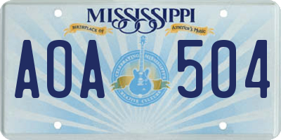 MS license plate AOA504