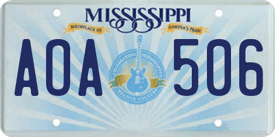 MS license plate AOA506