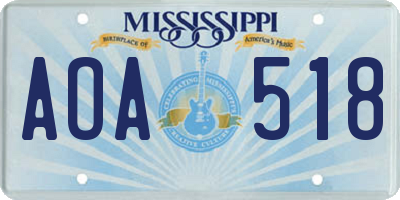 MS license plate AOA518