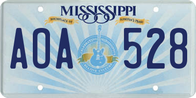 MS license plate AOA528