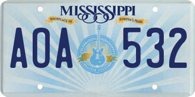 MS license plate AOA532