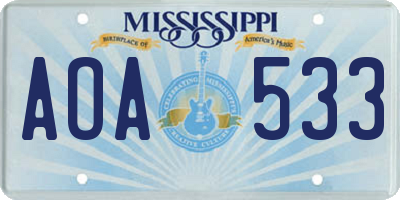 MS license plate AOA533