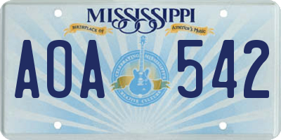 MS license plate AOA542
