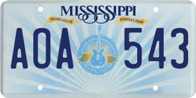 MS license plate AOA543
