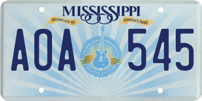 MS license plate AOA545