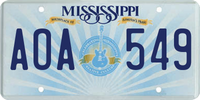 MS license plate AOA549