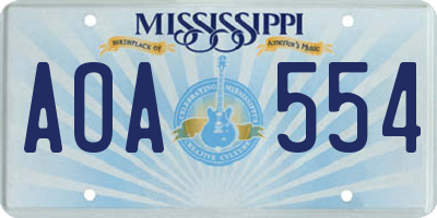 MS license plate AOA554