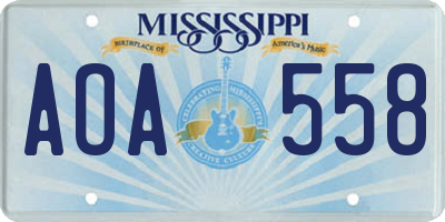 MS license plate AOA558