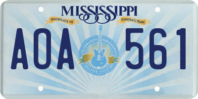 MS license plate AOA561