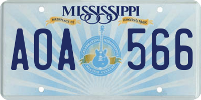 MS license plate AOA566