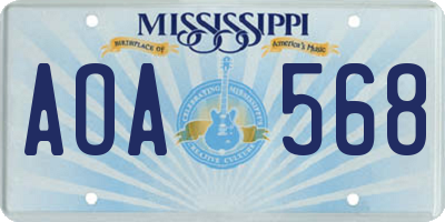 MS license plate AOA568