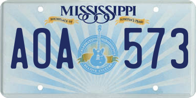 MS license plate AOA573