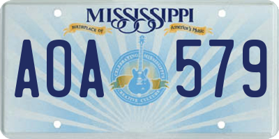 MS license plate AOA579