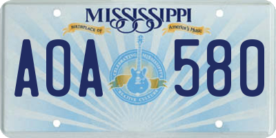 MS license plate AOA580