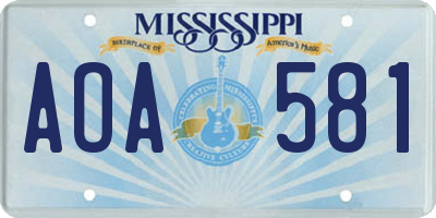 MS license plate AOA581