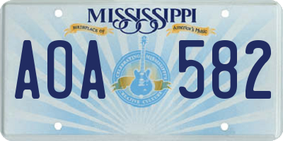 MS license plate AOA582
