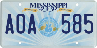 MS license plate AOA585