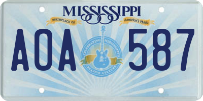 MS license plate AOA587