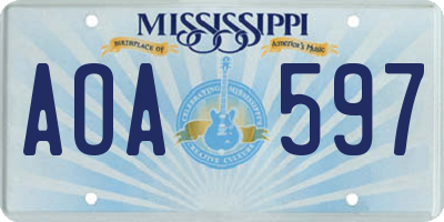 MS license plate AOA597