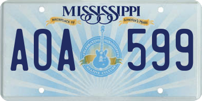 MS license plate AOA599
